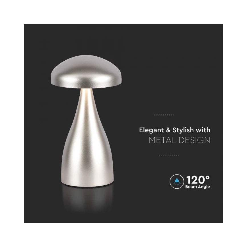 LED Dimbar uppladdningsbar touch bordslampa LED/1W/5V 3000-6000K 1800 mAh silver