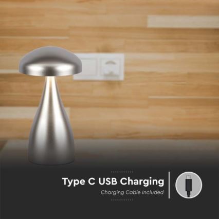 LED Dimbar uppladdningsbar touch bordslampa LED/1W/5V 3000-6000K 1800 mAh silver