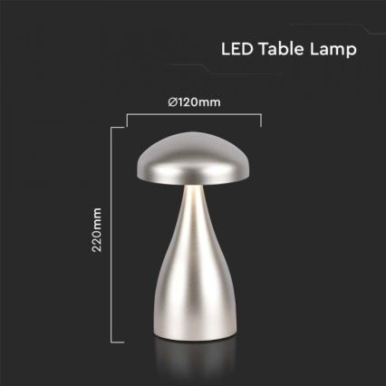 LED Dimbar uppladdningsbar touch bordslampa LED/1W/5V 3000-6000K 1800 mAh silver