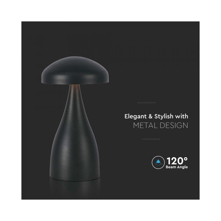 LED Dimbar uppladdningsbar touch bordslampa LED/1W/5V 3000-6000K 1800 mAh svart