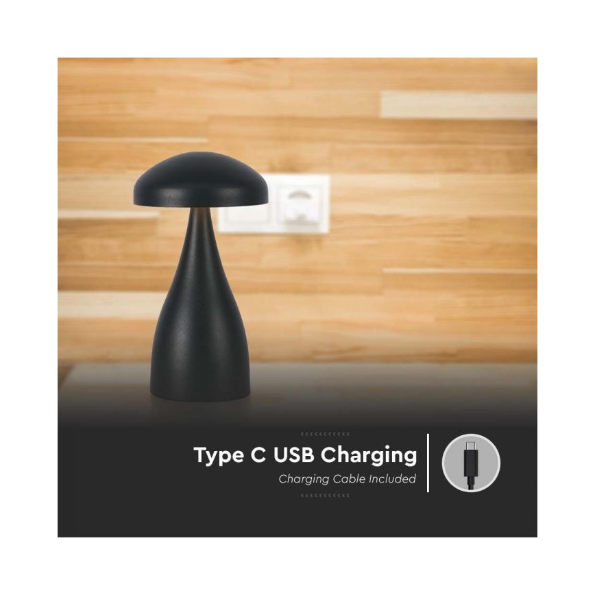 LED Dimbar uppladdningsbar touch bordslampa LED/1W/5V 3000-6000K 1800 mAh svart