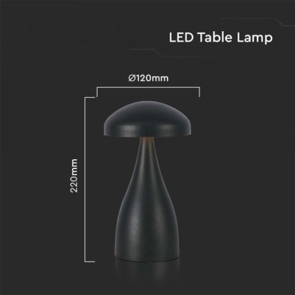 LED Dimbar uppladdningsbar touch bordslampa LED/1W/5V 3000-6000K 1800 mAh svart