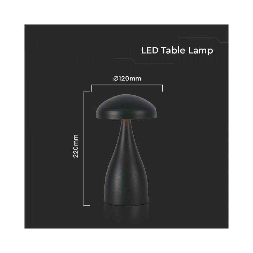 LED Dimbar uppladdningsbar touch bordslampa LED/1W/5V 3000-6000K 1800 mAh svart