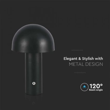 LED Dimbar uppladdningsbar touch bordslampa LED/1W/5V 3000-6000K 1800 mAh svart