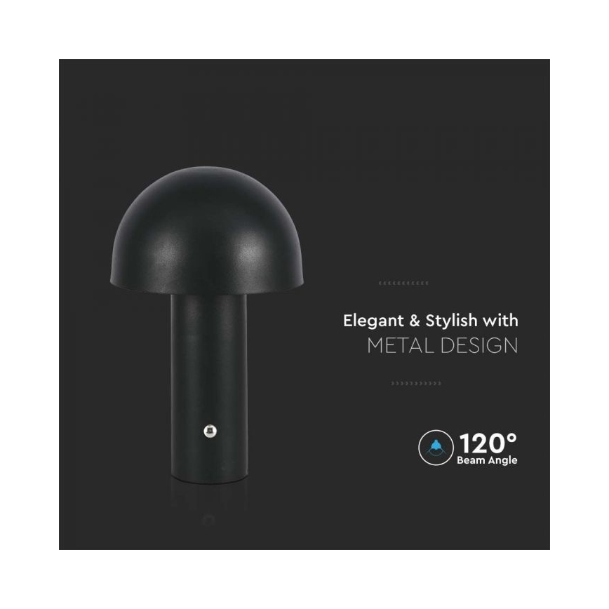 LED Dimbar uppladdningsbar touch bordslampa LED/1W/5V 3000-6000K 1800 mAh svart