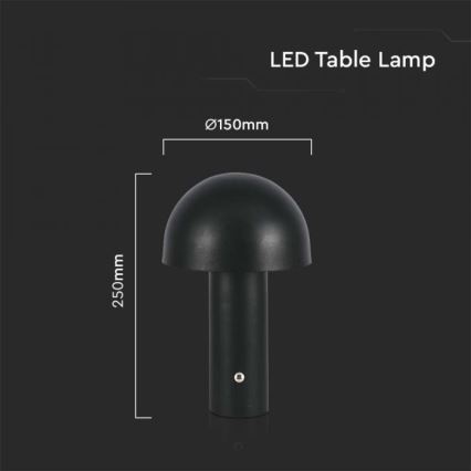 LED Dimbar uppladdningsbar touch bordslampa LED/1W/5V 3000-6000K 1800 mAh svart