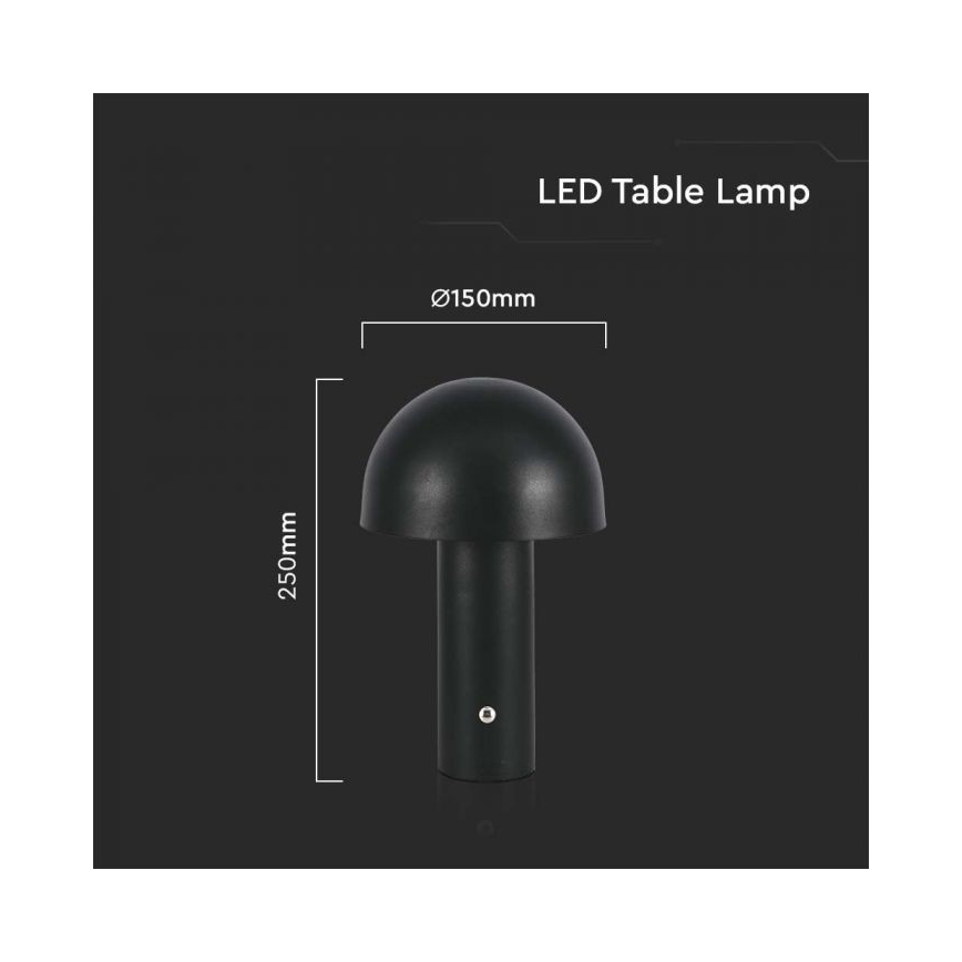 LED Dimbar uppladdningsbar touch bordslampa LED/1W/5V 3000-6000K 1800 mAh svart