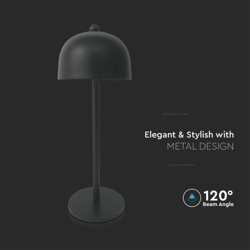 LED Dimbar uppladdningsbar touch bordslampa LED/1W/5V 3000-6000K 1800 mAh svart