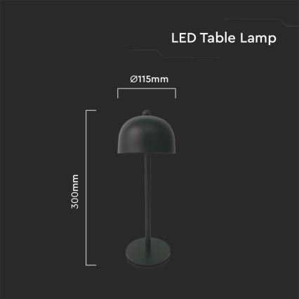 LED Dimbar uppladdningsbar touch bordslampa LED/1W/5V 3000-6000K 1800 mAh svart