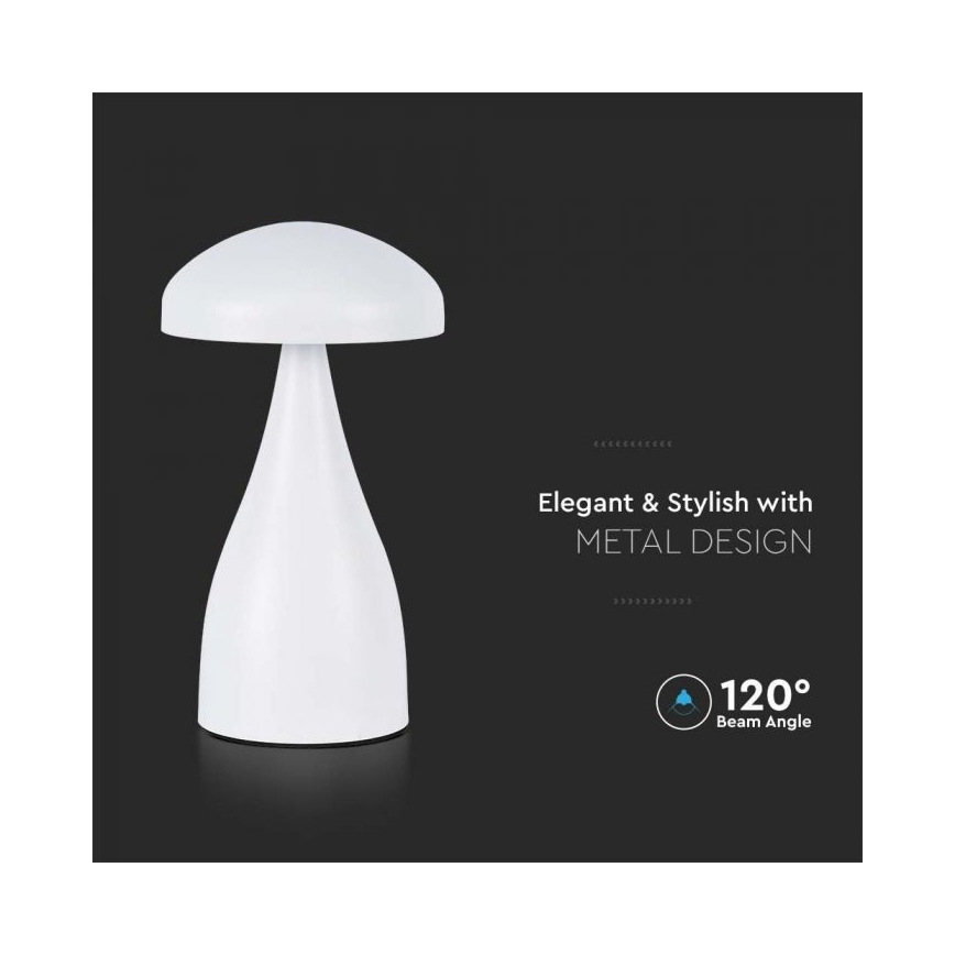 LED Dimbar uppladdningsbar touch bordslampa LED/1W/5V 3000-6000K 1800 mAh vit