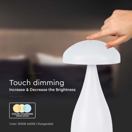 LED Dimbar uppladdningsbar touch bordslampa LED/1W/5V 3000-6000K 1800 mAh vit