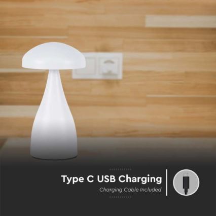 LED Dimbar uppladdningsbar touch bordslampa LED/1W/5V 3000-6000K 1800 mAh vit