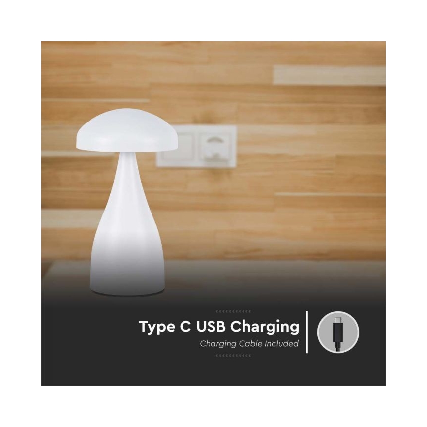 LED Dimbar uppladdningsbar touch bordslampa LED/1W/5V 3000-6000K 1800 mAh vit