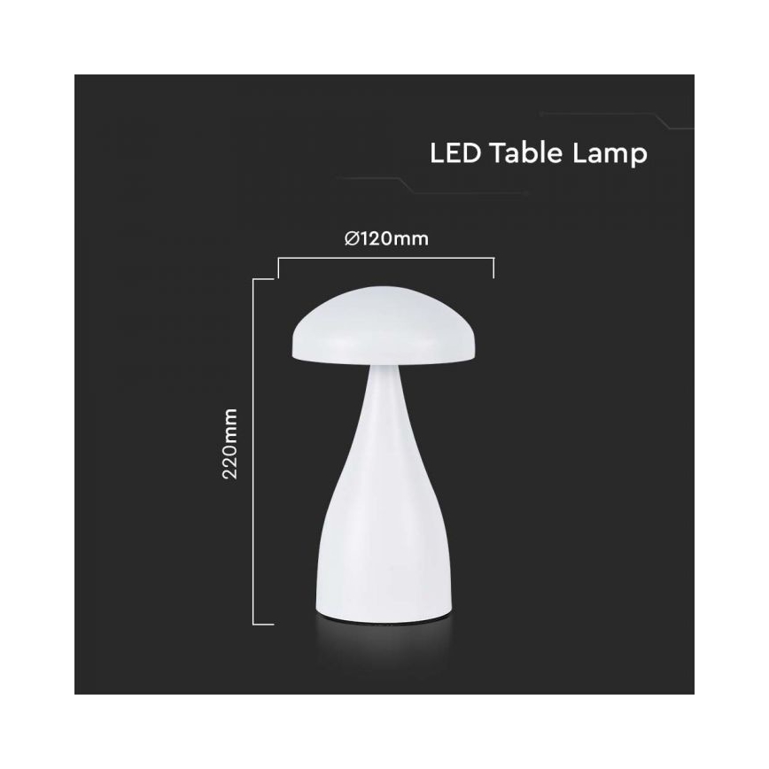 LED Dimbar uppladdningsbar touch bordslampa LED/1W/5V 3000-6000K 1800 mAh vit