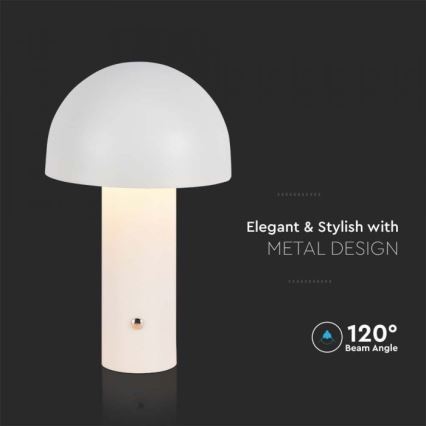 LED Dimbar uppladdningsbar touch bordslampa LED/1W/5V 3000-6000K 1800 mAh vit