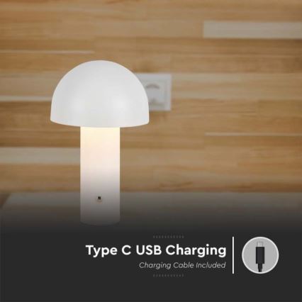 LED Dimbar uppladdningsbar touch bordslampa LED/1W/5V 3000-6000K 1800 mAh vit