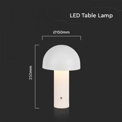 LED Dimbar uppladdningsbar touch bordslampa LED/1W/5V 3000-6000K 1800 mAh vit