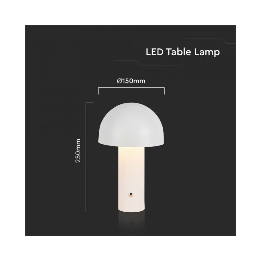 LED Dimbar uppladdningsbar touch bordslampa LED/1W/5V 3000-6000K 1800 mAh vit
