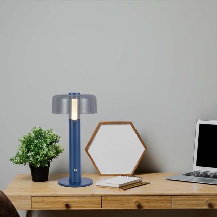 LED Dimbar uppladdningsbar touch bordslampa LED/1W/5V 3000K 1800 mAh blå