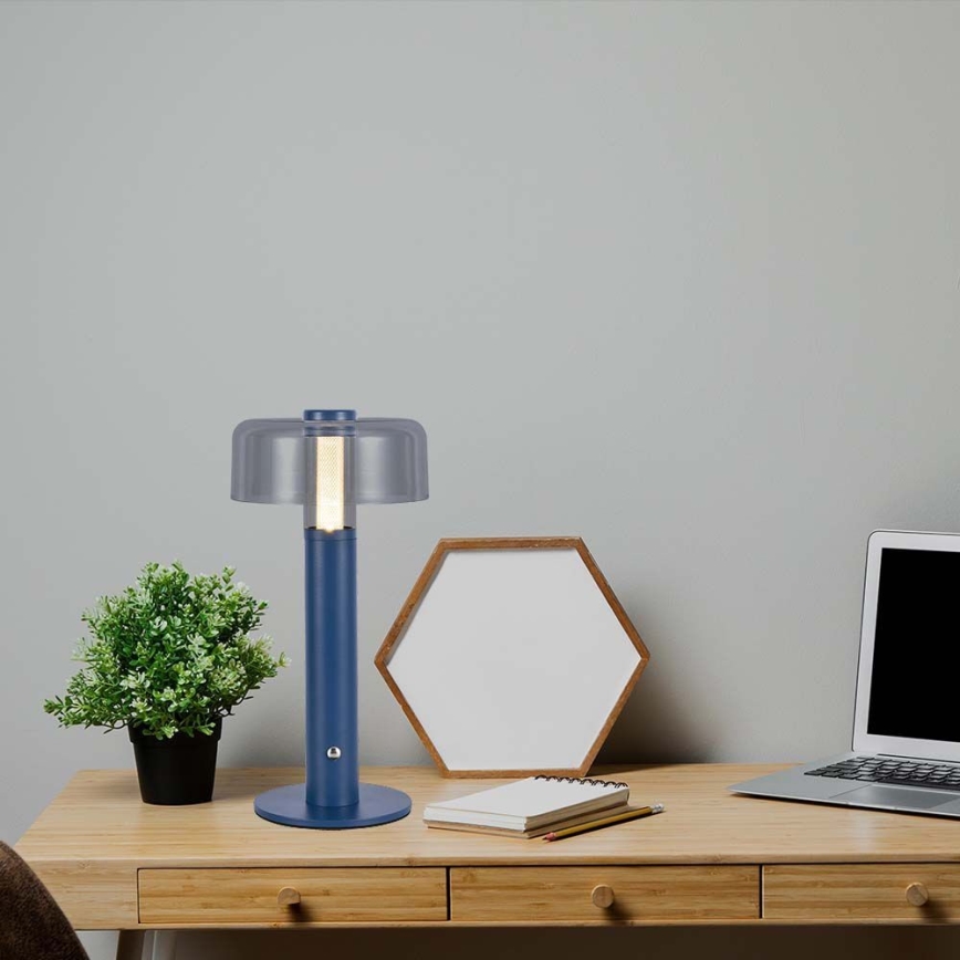 LED Dimbar uppladdningsbar touch bordslampa LED/1W/5V 3000K 1800 mAh blå