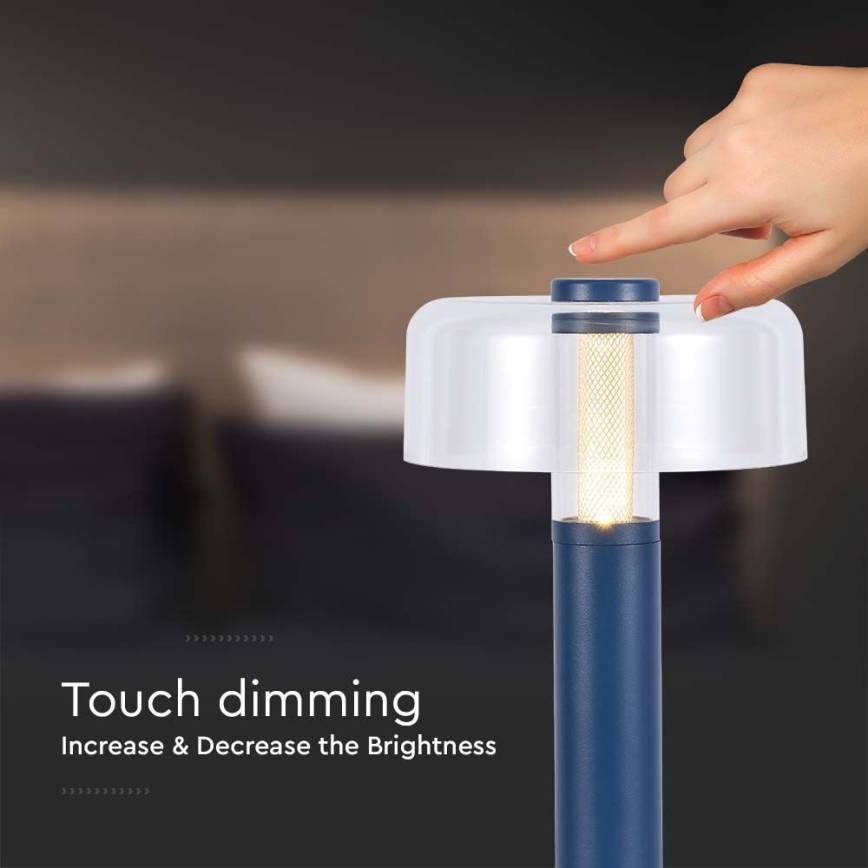 LED Dimbar uppladdningsbar touch bordslampa LED/1W/5V 3000K 1800 mAh blå