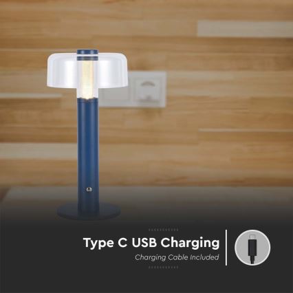 LED Dimbar uppladdningsbar touch bordslampa LED/1W/5V 3000K 1800 mAh blå