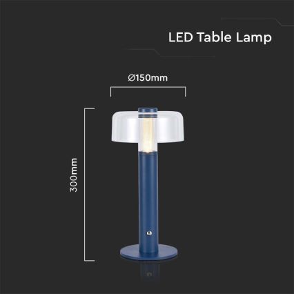 LED Dimbar uppladdningsbar touch bordslampa LED/1W/5V 3000K 1800 mAh blå