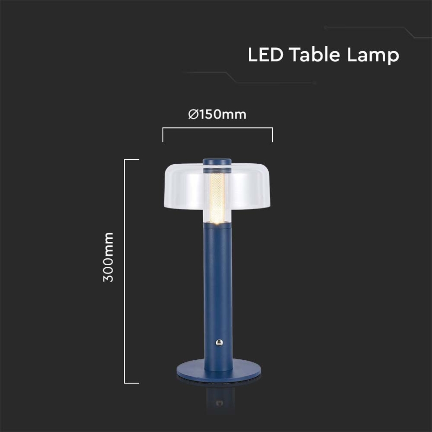 LED Dimbar uppladdningsbar touch bordslampa LED/1W/5V 3000K 1800 mAh blå