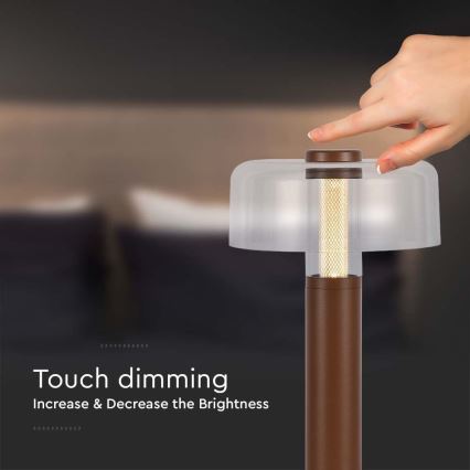 LED Dimbar uppladdningsbar touch bordslampa LED/1W/5V 3000K 1800 mAh brun