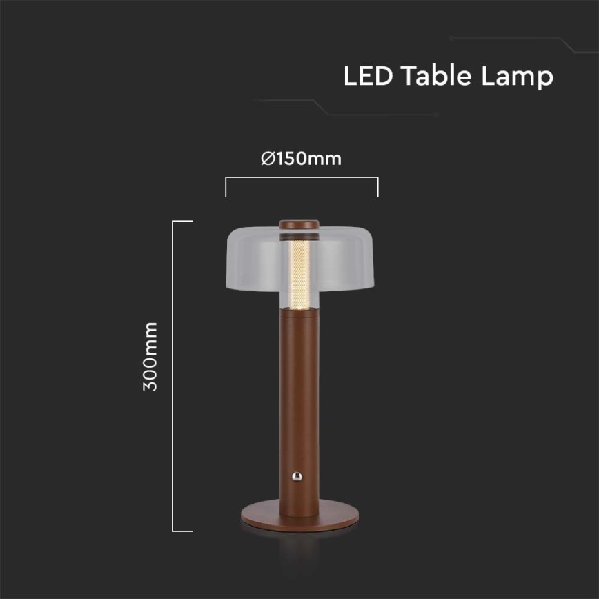 LED Dimbar uppladdningsbar touch bordslampa LED/1W/5V 3000K 1800 mAh brun