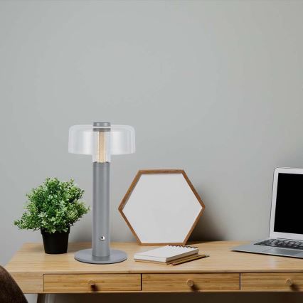 LED Dimbar uppladdningsbar touch bordslampa LED/1W/5V 3000K 1800 mAh grå