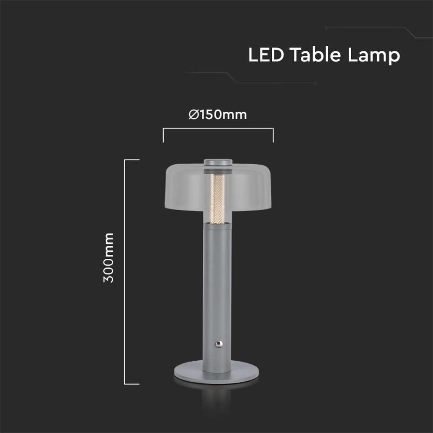 LED Dimbar uppladdningsbar touch bordslampa LED/1W/5V 3000K 1800 mAh grå
