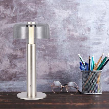 LED Dimbar uppladdningsbar touch bordslampa LED/1W/5V 3000K 1800 mAh guld