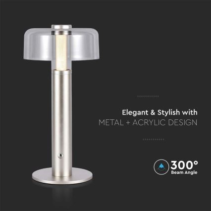 LED Dimbar uppladdningsbar touch bordslampa LED/1W/5V 3000K 1800 mAh guld