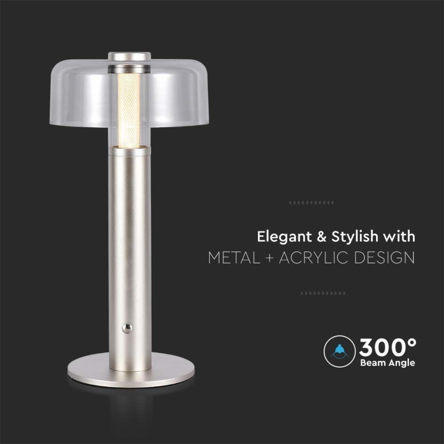 LED Dimbar uppladdningsbar touch bordslampa LED/1W/5V 3000K 1800 mAh guld