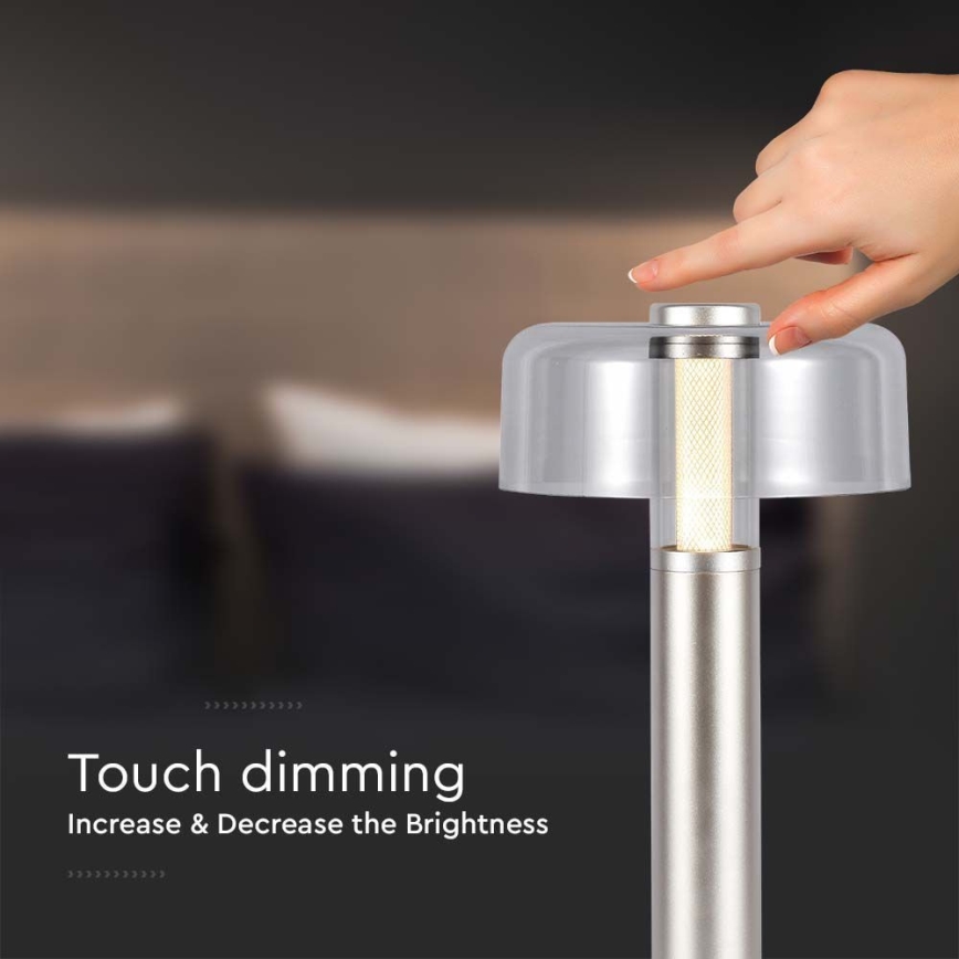 LED Dimbar uppladdningsbar touch bordslampa LED/1W/5V 3000K 1800 mAh guld