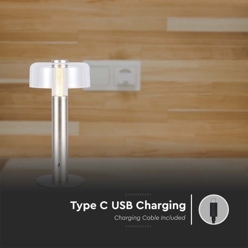 LED Dimbar uppladdningsbar touch bordslampa LED/1W/5V 3000K 1800 mAh guld