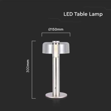 LED Dimbar uppladdningsbar touch bordslampa LED/1W/5V 3000K 1800 mAh guld