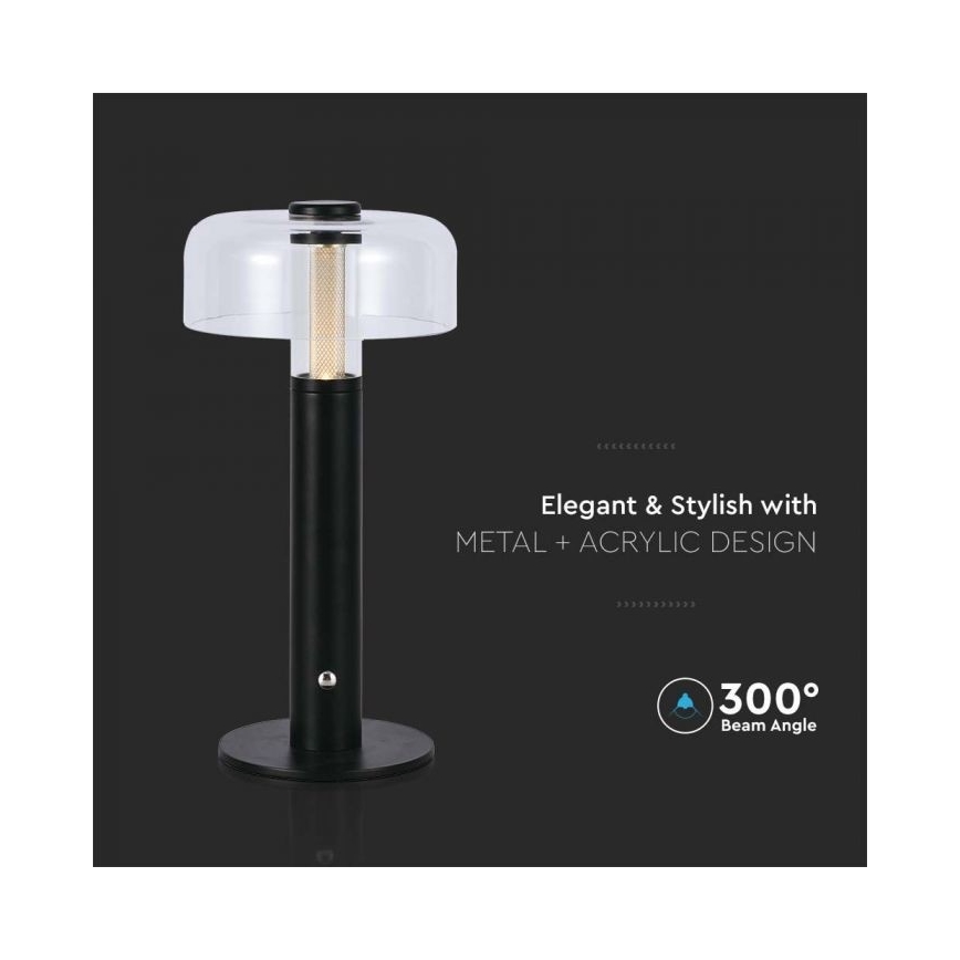 LED Dimbar uppladdningsbar touch bordslampa LED/1W/5V 3000K 1800 mAh svart