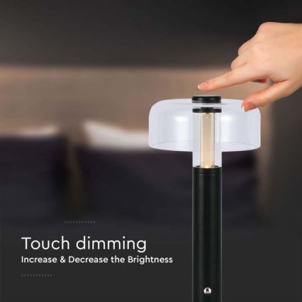 LED Dimbar uppladdningsbar touch bordslampa LED/1W/5V 3000K 1800 mAh svart