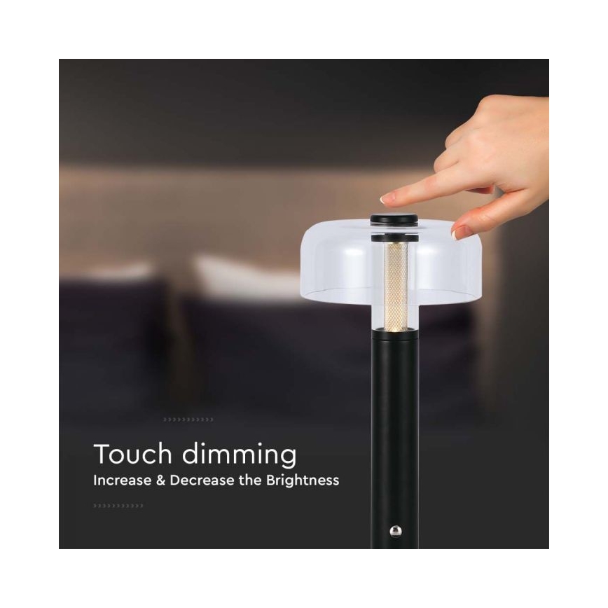 LED Dimbar uppladdningsbar touch bordslampa LED/1W/5V 3000K 1800 mAh svart