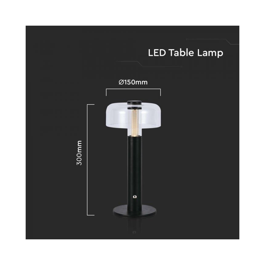 LED Dimbar uppladdningsbar touch bordslampa LED/1W/5V 3000K 1800 mAh svart
