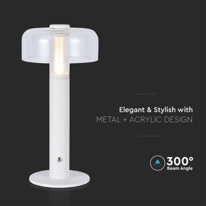 LED Dimbar uppladdningsbar touch bordslampa LED/1W/5V 3000K 1800 mAh vit
