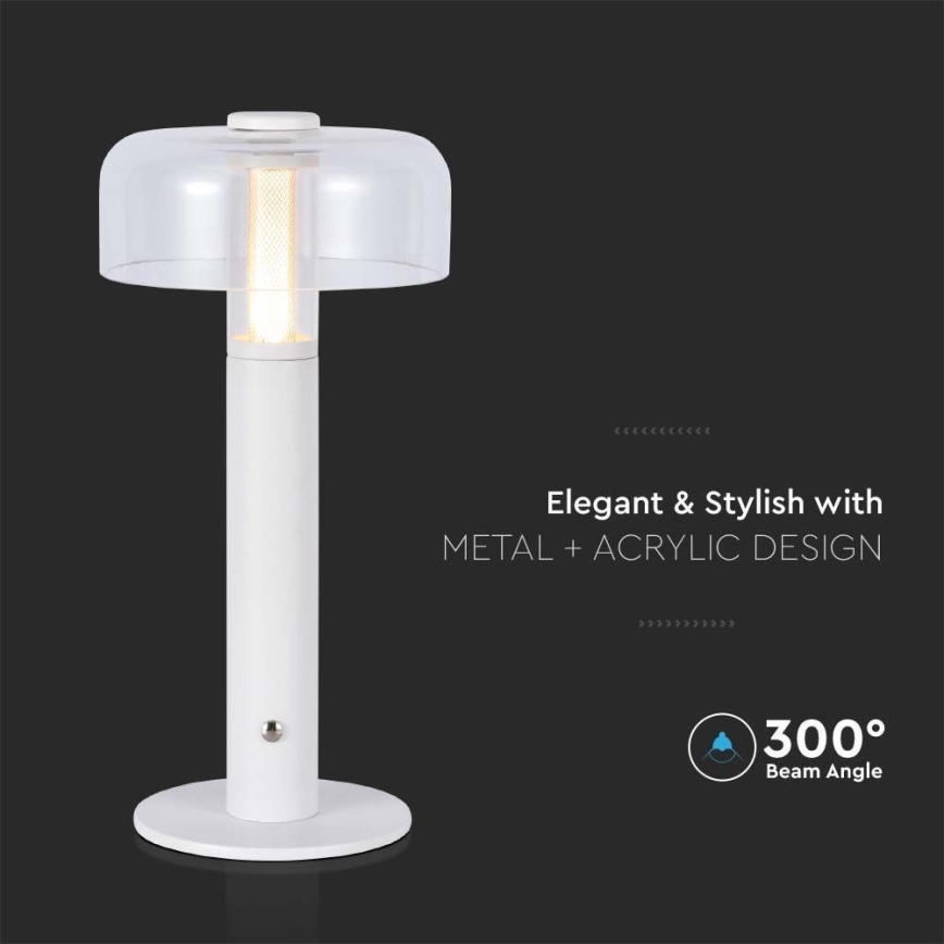LED Dimbar uppladdningsbar touch bordslampa LED/1W/5V 3000K 1800 mAh vit