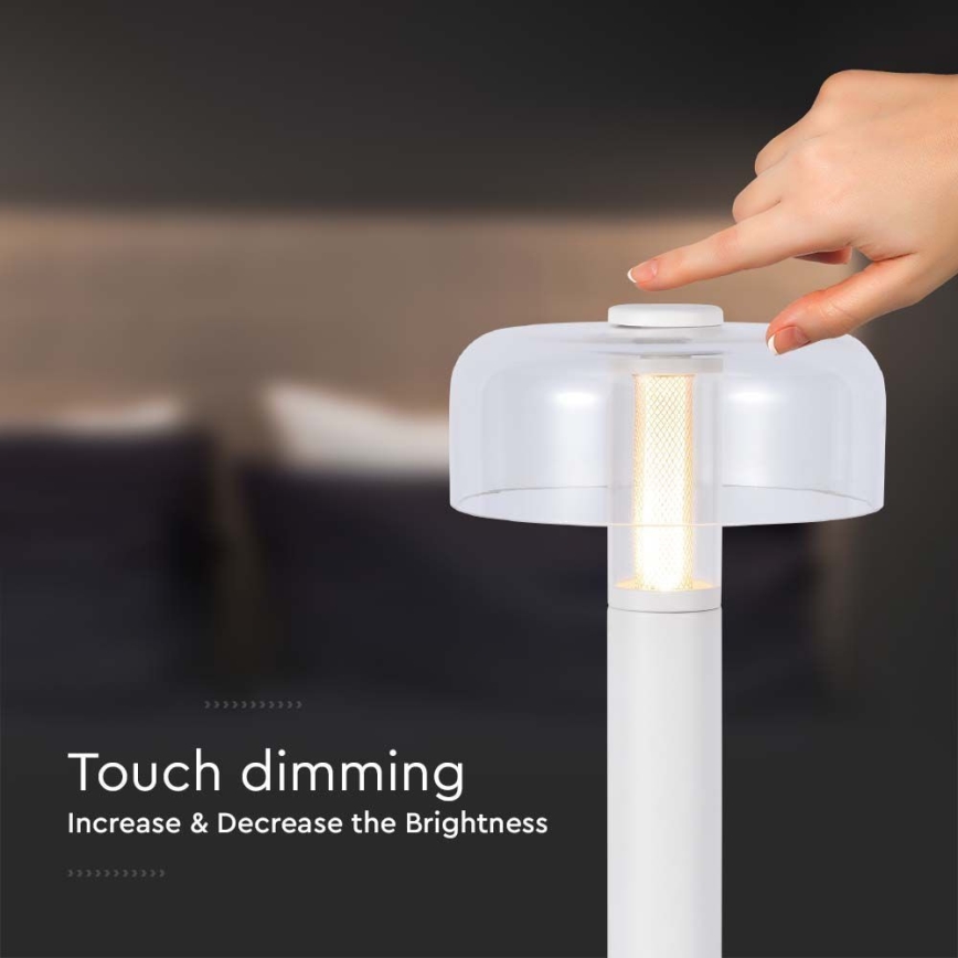 LED Dimbar uppladdningsbar touch bordslampa LED/1W/5V 3000K 1800 mAh vit