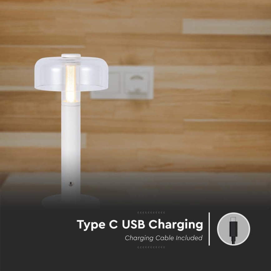 LED Dimbar uppladdningsbar touch bordslampa LED/1W/5V 3000K 1800 mAh vit