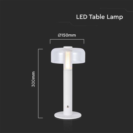 LED Dimbar uppladdningsbar touch bordslampa LED/1W/5V 3000K 1800 mAh vit