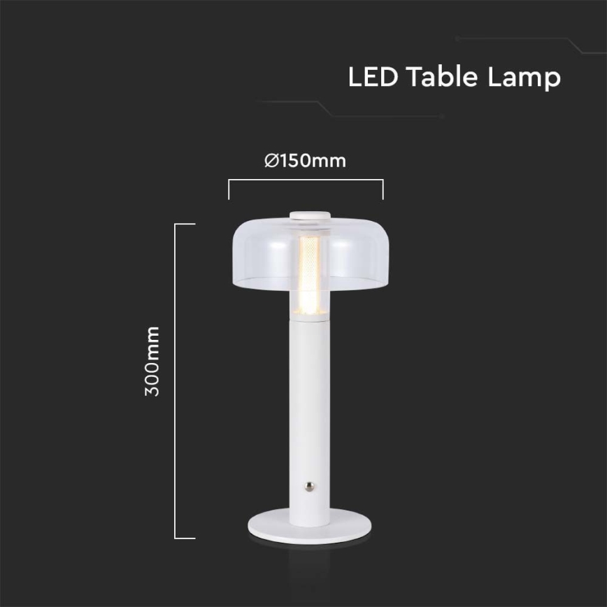 LED Dimbar uppladdningsbar touch bordslampa LED/1W/5V 3000K 1800 mAh vit