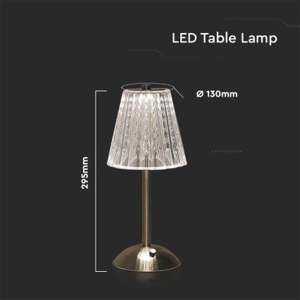 LED Dimbar uppladdningsbar touch bordslampa LED/2,4W/5V 3000-6000K 1800 mAh skinande krom