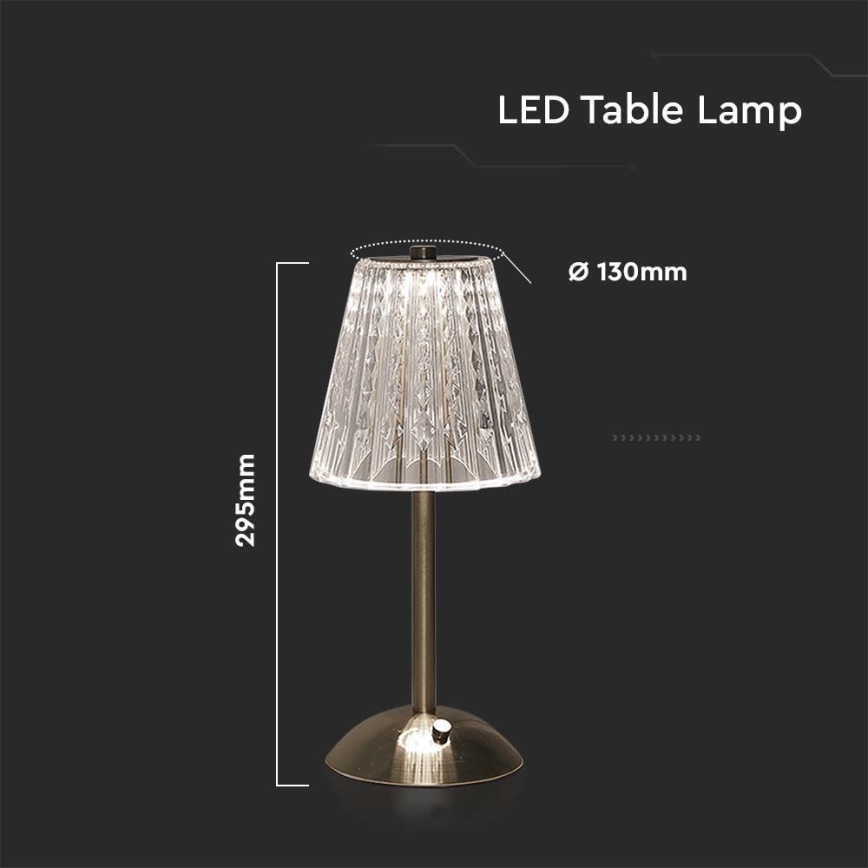 LED Dimbar uppladdningsbar touch bordslampa LED/2,4W/5V 3000-6000K 1800 mAh skinande krom